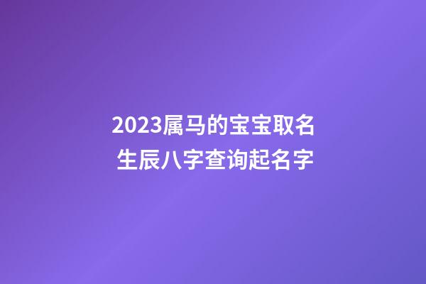 2023属马的宝宝取名 生辰八字查询起名字